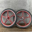 Lester Mags Wheel Set Red 20 in Old School BMX OG Bendix Coaster Brake 76 KNobby