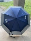 Vintage Nike Golf Umbrella 8 Panel Navy Blue Gray Logo 54” Double Layer Canopy