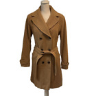 Cole Haan Sz 12 Camel Tan Wool Cashmere Business Workwear Trench Mid Length Coat