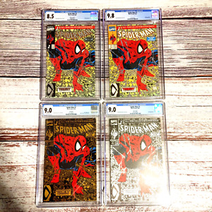 Spider-Man #1 CGC Graded. Editions: Platinum 8.5, Green 9.8, Gold/Silver 9.0's.