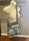 Fossil Crossbody Bag #75082 Leather Suede Multicolored Patchwork Purse w Pockets