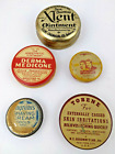 Lot 5 Antique Medicine Sample Ointment Salve Tins Small Tin Containers medical