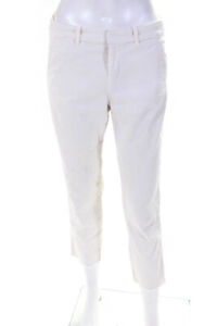 Nili Lotan Womens Zipper Fly Mid Rise Cropped Trouser Pants White Cotton Size 2