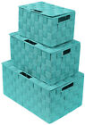 3-Pack Storage Box w/ Lid for Closet & Shelves - Woven Fabric Basket Organizer