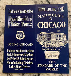 Royal Blue Line Bus Motor Tour Chicago Map Pamphlet Brochure 1925?