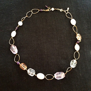925 SILVER ROSE AND CLEAR QUARTZ NECKLACE - 663
