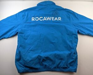 VTG Rocawear Authentic Anorak Windbreaker Men XL Blue Jacket Mesh Lined Hooded Z