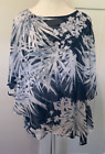 CHICOS Easywear Womens Poncho TOP Short Sleeve BLUE Floral w/ Cami Size 1 (M/8)