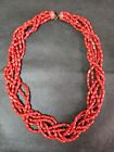 Vintage Multi Strand Necklace Look Of Imitaion Coral
