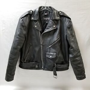 Vtg Wilsons Thinsulate Lined Black Leather Biker Motorcycle Jacket Men's XXL