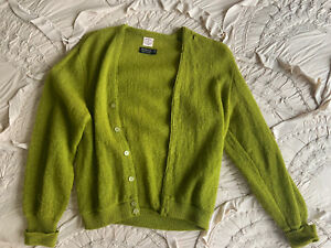 Vintage 50s/60s Green Mohair Wool Knit Sweater Cardigan KURT COBAIN GRUNGE