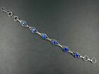 925 Sterling Silver Blue Tanzanite Gemstone Jewelry Handmade Chain Bracelet