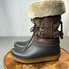 LL Bean Boots Womens 9 Brown Leather Winter Insulated Snow Fur Lined Lace Up