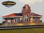 N Scale Train Station # 2 Trackside Building Flat w/LED Background - 1:160