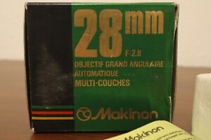 Makinon Complete F:2.8 / 28mm Auto-Multi Coated Lens, Japan, Canon w/UV Filter.