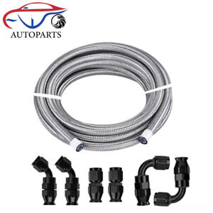 6/8/10AN Stainless steel Braided PTFE Fuel Line 10/20ft 6PCS Fittings Hose Kit