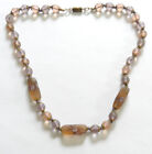 Antique Venetian Murano Pink&Lavender Millefiori Frosted Glass Bead Necklace-18