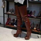 Gothic Women Thigh High Boots Platform Leather High Heels Boots Shoes Zipper