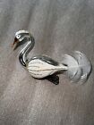 Vintage Blown Mercury Glass Swan Goose Bird With Feather Tail Ornament