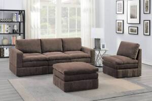 New ListingModern Mink Morgan Fabric Plush  5pc Set Modular Sofa Set Living Room Furniture