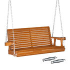 4FT Wooden Porch Swing Outdoor Patio Bench Heavy Duty 880 LB Hanging Garden Yard