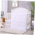 3 Pieces Crib Bedding Set Standard Size Baby Bedding Set - Solid Ruffle White