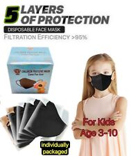 10/100 Pcs Black KN95 Protective 5 Layer Face Mask BFE 95% Disposable Kids Masks