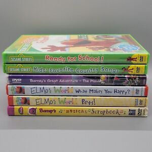 Lot of 6 EMPTY DVD Movie Cases Barney & Sesame Street Elmo NO DISCS NO MOVIES
