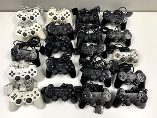 Lot of 20 Official Controllers - PlayStation 2 PS2 Dual Shock 2 Working - Good