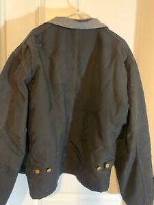Vintage Carhartt Jacket Mens XL Black Canvas with Quilt Lining   Contrast Collar