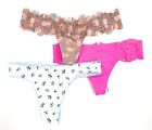 Victoria’s Secret Pink Panties Cotton Lace String Thong Lot Size XS New