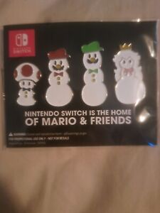 Mario and Friends Snowmen Holiday Pin Set GameStop Exclusive Pin Set