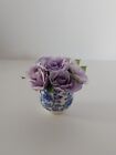 Artificial Purple Roses in Blue and White Vase Home Decor Floral Arrangements