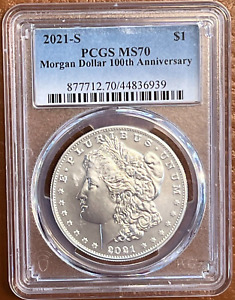 2021 S Morgan Silver Dollar PCGS MS70 - 100th Anniversary Coin