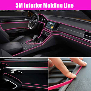 5M Car Interior Decor Pink Strip Edge Gap Door Molding Line Panel Accessories