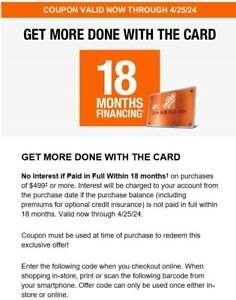 Home Depot Coupon - Up To 18 Months Financing Options - Store & Online Exp 4/25