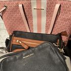 Lot of 4 Michael Kors Assorted Tote Bags. Crossbody Satchel. Leather. Gray Black
