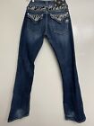 MISS ME Women’s 28 Boot Cut Jeans Thick Stitching Embellished Low Rise JP5351B.