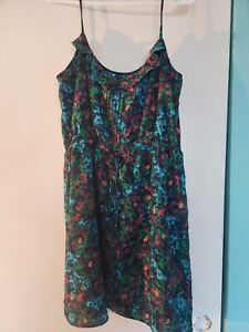 Hinge Watercolor Floral Paperbag Mini Dress Sz 1X