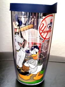 New ListingTervis 16 oz Plastic Cup Tumbler Blue Lid Disney 2010 MLB Yankees goofy donald