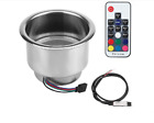 2PCS Cup Drink Holder Stainless Steel 14 LED RGB Remote Control Marine Boat Car
