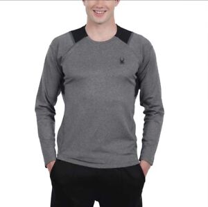 Spyder Men's Size XL Gray Active Long Sleeve ProWeb Microfleece Tee T-Shirt