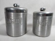 Vintage A.C. Heller Hostess Canisters Stainless Steel Coffee Sugar Kitchenwares