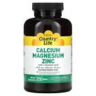 Country Life Calcium Magnesium Zinc 250 Tablets GMP Quality Assured,