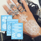 Henna White Lace Temporary Tattoo Sticker Waterproof Fake Girls Body Art Flower+