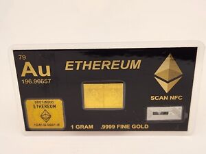 1 Gram of Ethereum Gold Snap Bar GR Bar Gold Bullion Precious Metal .9999 Gold