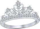 Round Cubic Zirconia Princess Crown Ring in 14K Gold Plated 925 Sterling Silver