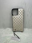 Bandolier iPhone 13 Pro Max Case Pyramid Embossed Creme/Gold With Expanded Pouch