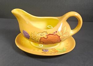 Gates Ware by Laurie Gates Gravy Boat And Saucer Fall Leaves Ructic Yellow