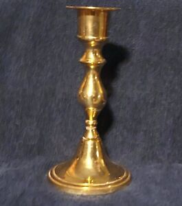 Vintage Mid Century Shiny Brass Taper Candle Stick / Holder